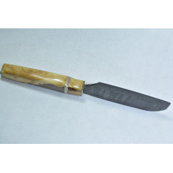 Couteau Hachoir type couperet en acier damassé, Bronze et Weigelia